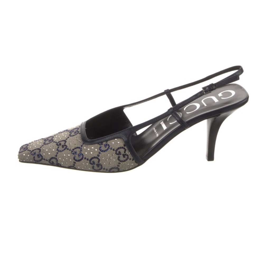 ISO | GUCCI GG Malaga Kid Crystal Slingback Pumps 41.5